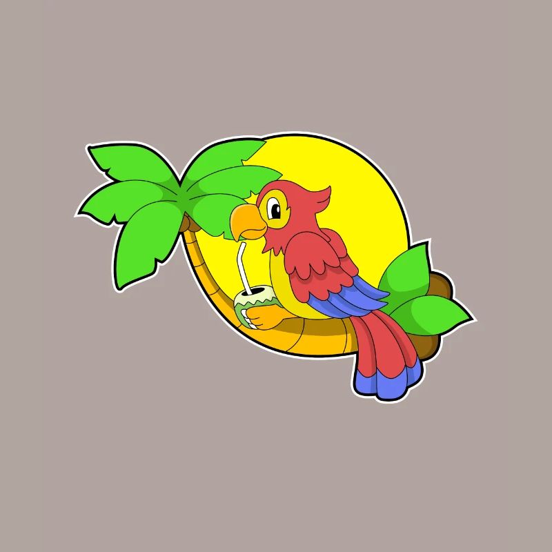 Parrot with coconut
