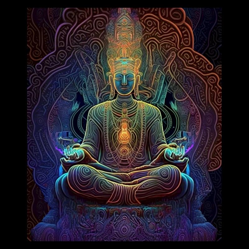 Méditation Psychédélique Colorée du Bouddha