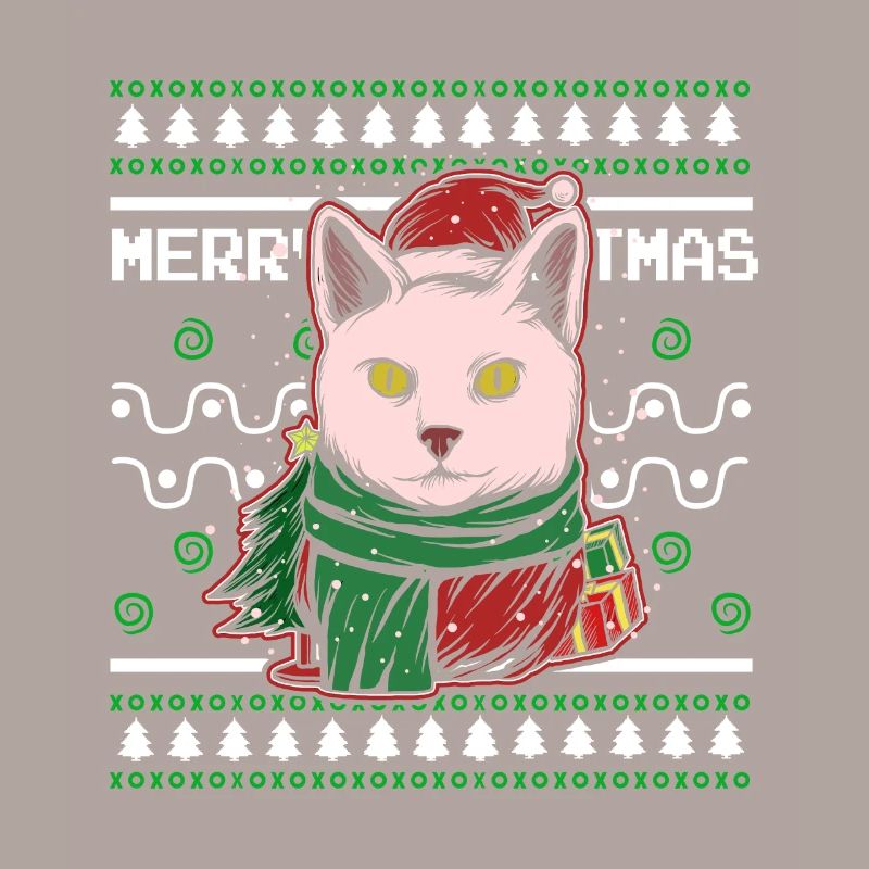Moche pull de Noël Tshirt chat de Noël