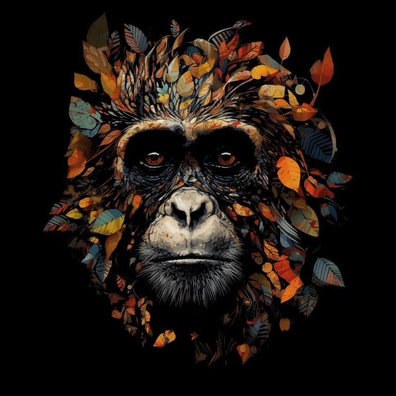 Affe Bunt Herbst Kunst Geschenk Dschungel Motiv