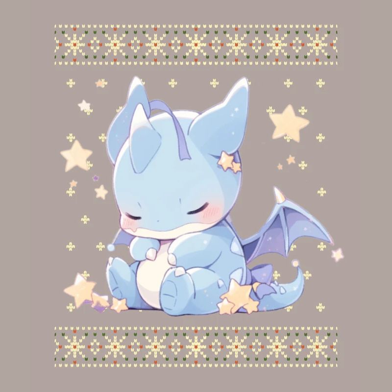 Dragon kawaii dans le style pull de Noël moche
