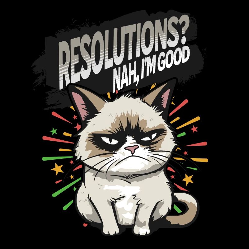 Résolutions? Près! Pyjama Angry Cat Bonne Année