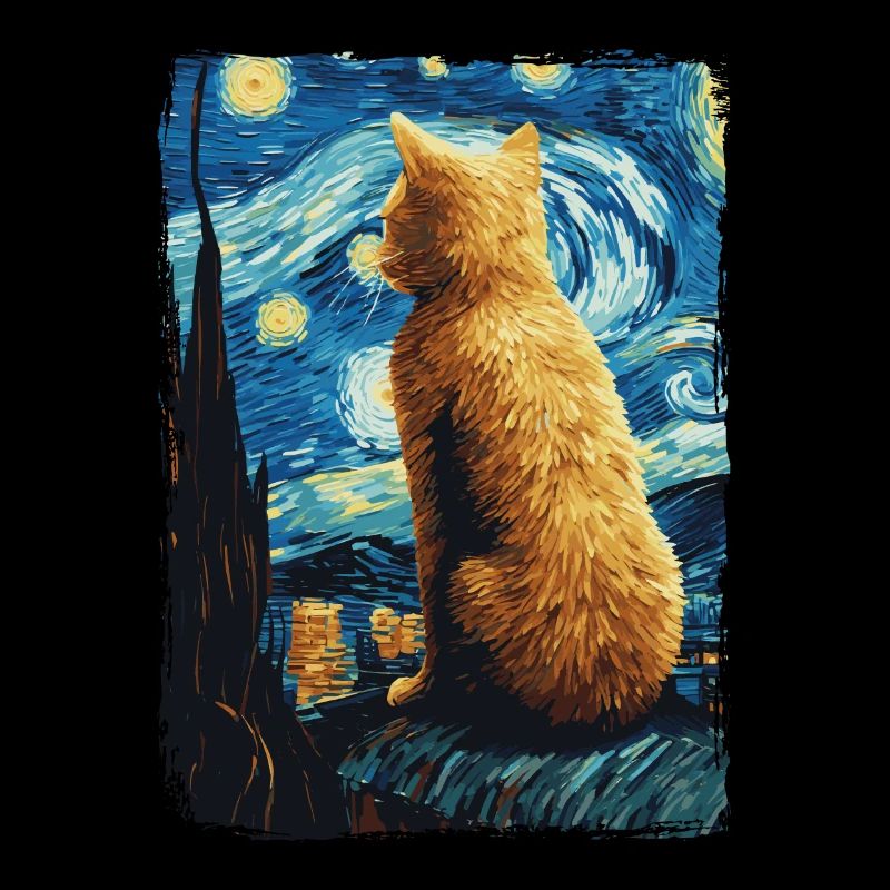 Katze Starry Night