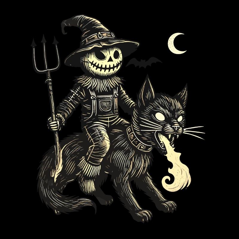 Creepy Devil Cat Dark Cat Rider
