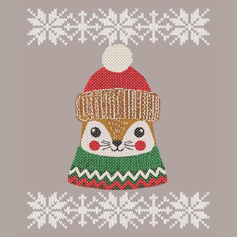 Süßer Winter Eichhörnchen Mit Mütze Strickoptik