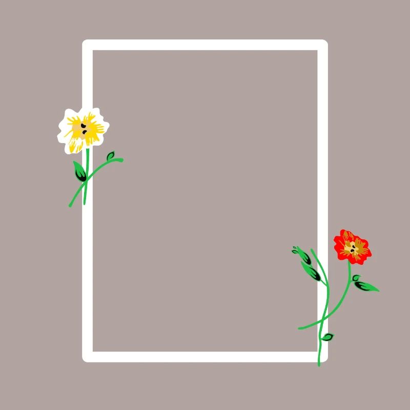 White frame with floral decoration