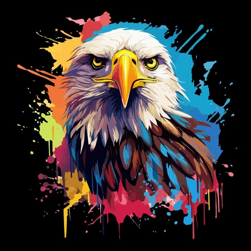 Aigle coloré, pygargue à tête blanche, touche de couleur