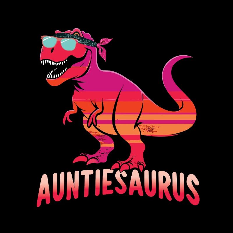 Funky Auntiesaurus Retro Dino Tee