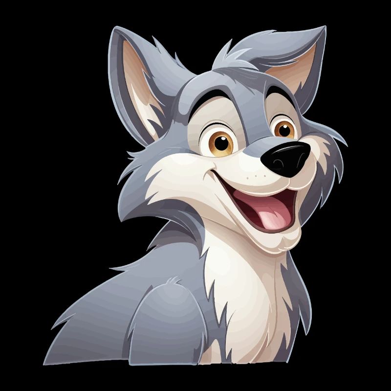 Wolf Laughs Cartoon Comic Wolf Head Wolves Cute
