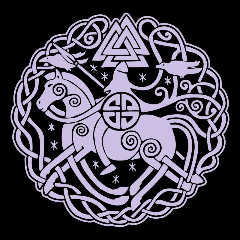 Odin auf Sleipnir mit Hugin und Munin 2C