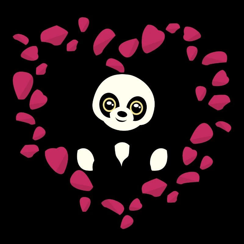 Panda avec coeur de fleurs
