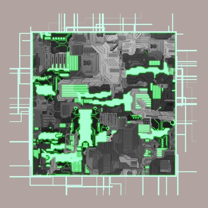 Green Stylized Motherboard