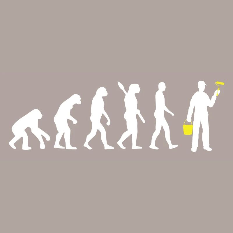 Maler - Evolution des Menschen / Darwin gelb