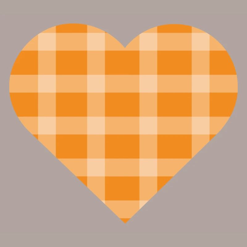 Bright Orange Pastel Checkered Pattern Cute Heart