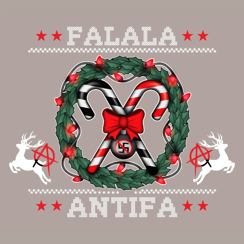 Pull de Noël moche : FALALA ANTIFA !