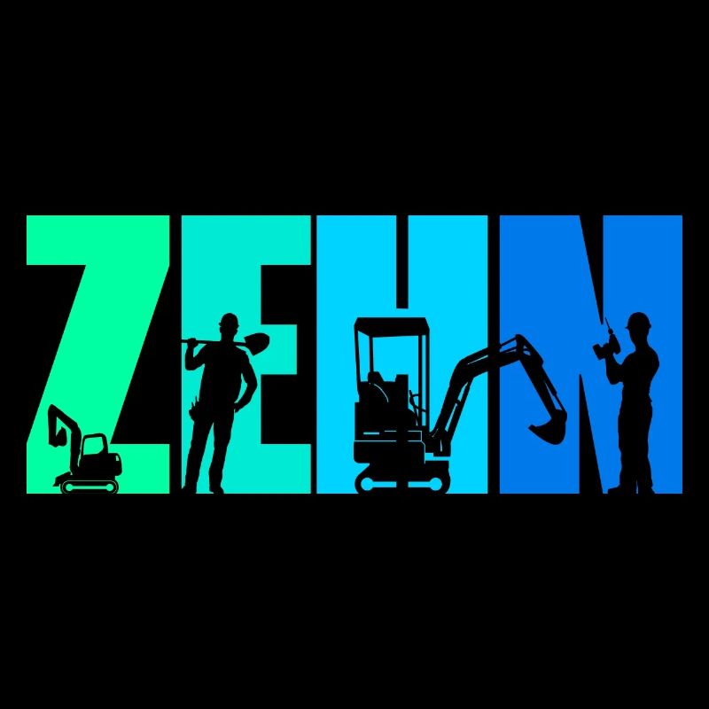 10. Geburtstag Junge 10 Jahre alt Bagger Baustelle