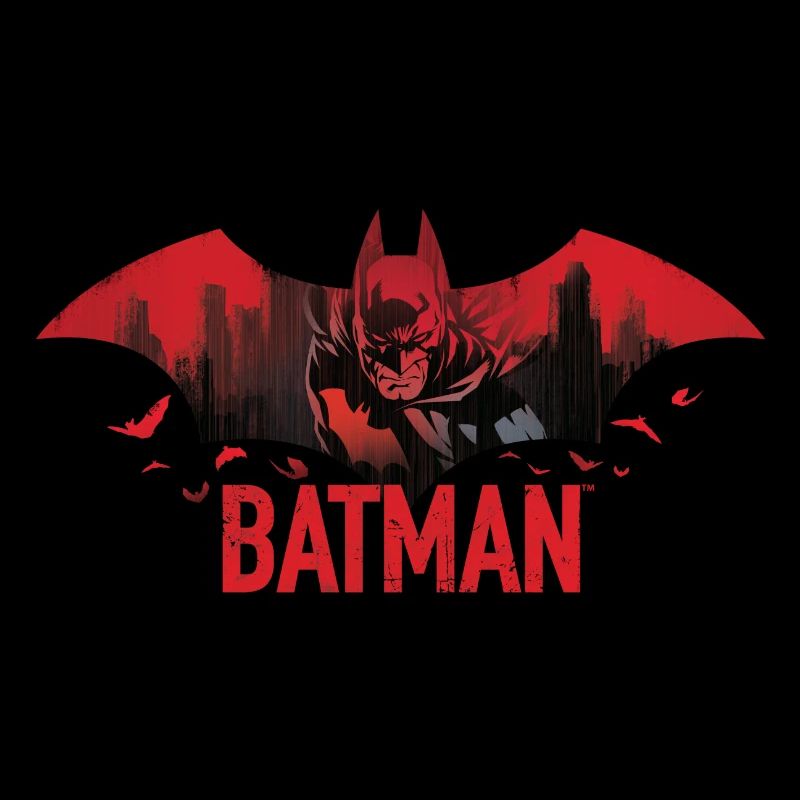 Batman With Bats And Red Batman Logo