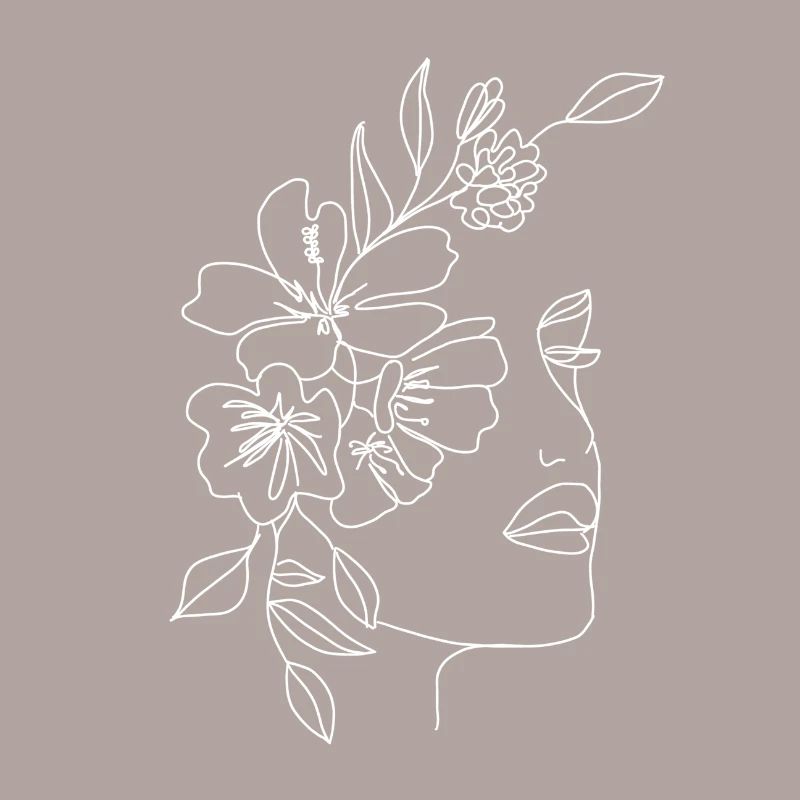 Dessin de visage de fleurs Minimaliste