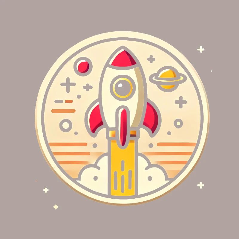 Fusée rétro perdue dans l’espace Graphique