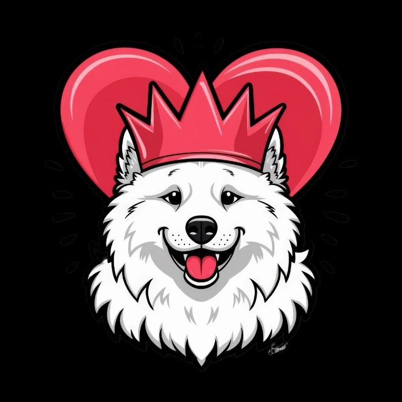 Cool Samoyède Chien avec Couronne