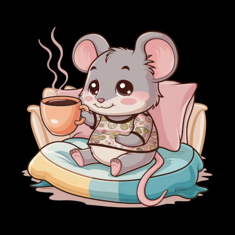 Kawaii Mäuschen mit einfacher Kaffeetasse