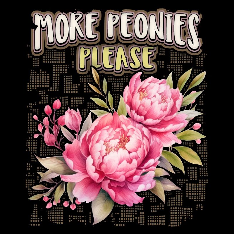 Pfingstrosen Illustration, Pink-Peony, Spruch