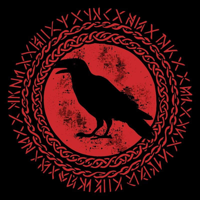 Viking Norse Raven Celtic Crow Rune Circle