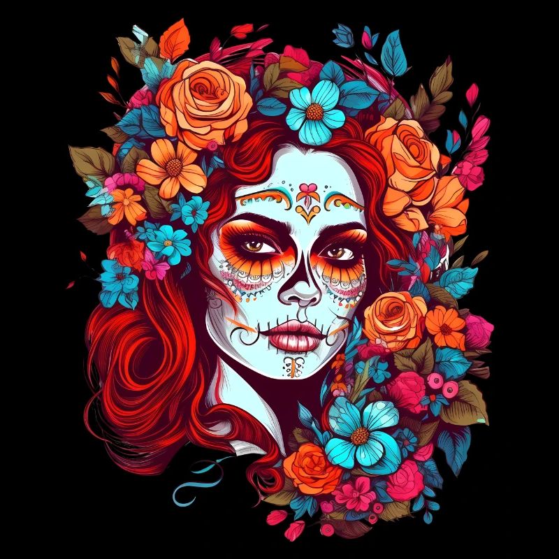 Dia de los muertos Frau Make-Up mit Blumen
