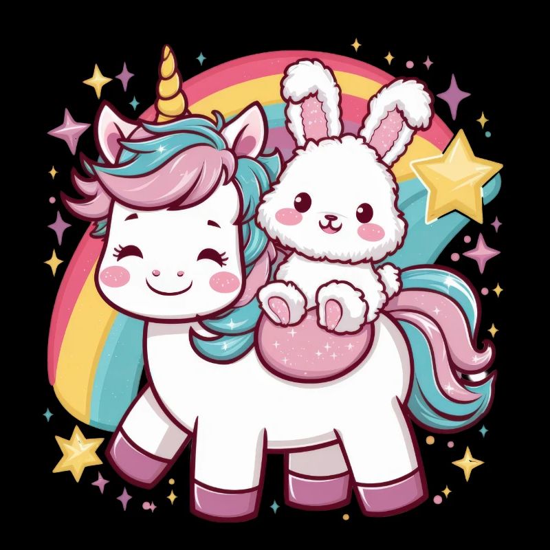 Licorne avec lapin mignon
