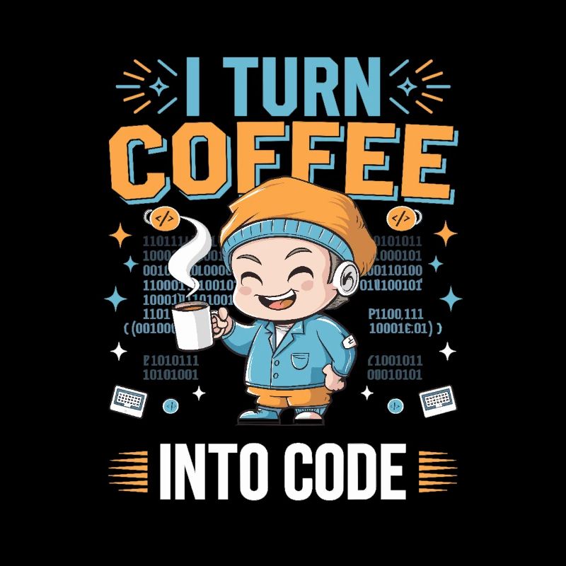 Ich verwandle Kaffee in Code – Witziges IT Design