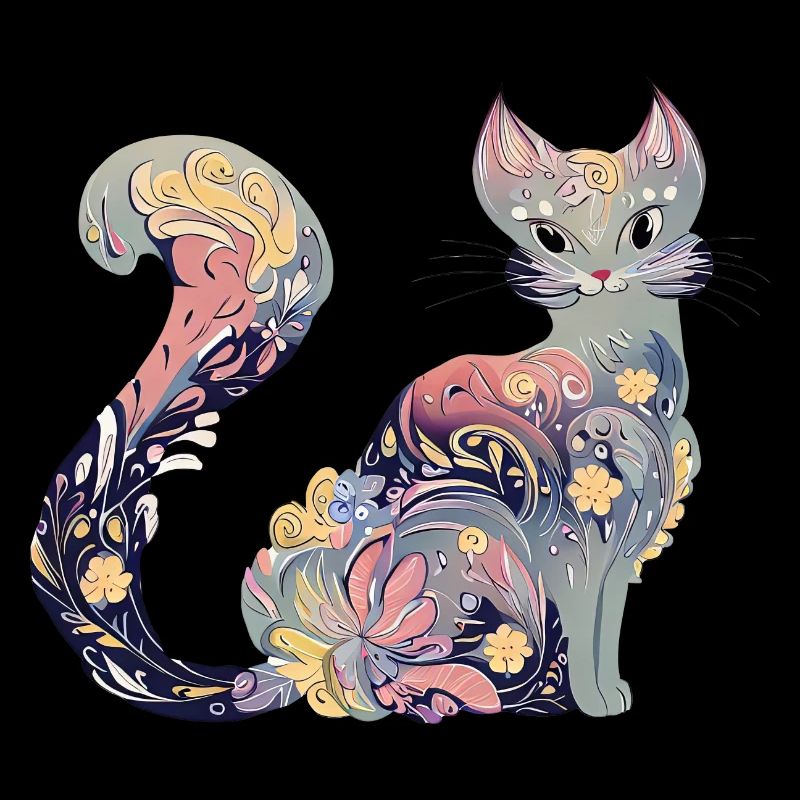 Schönes Katzenblumen-Design