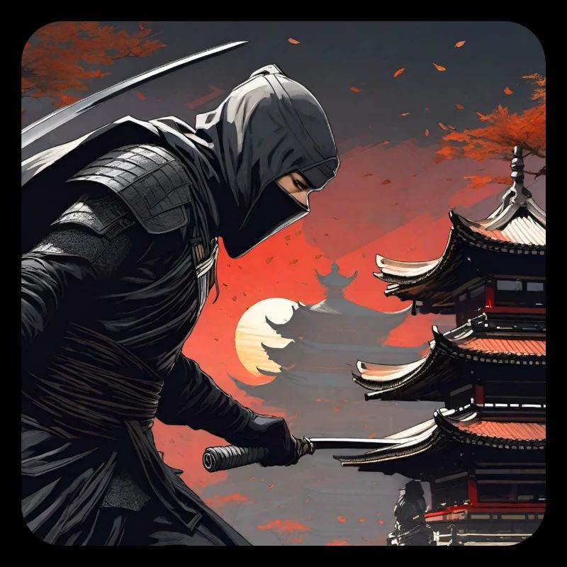 Mysterious ninja warrior with dagger