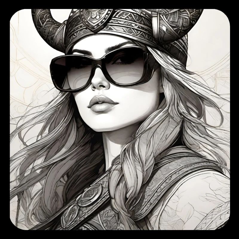 Moderne Stolze Wikingerin mit Sonnenbrille
