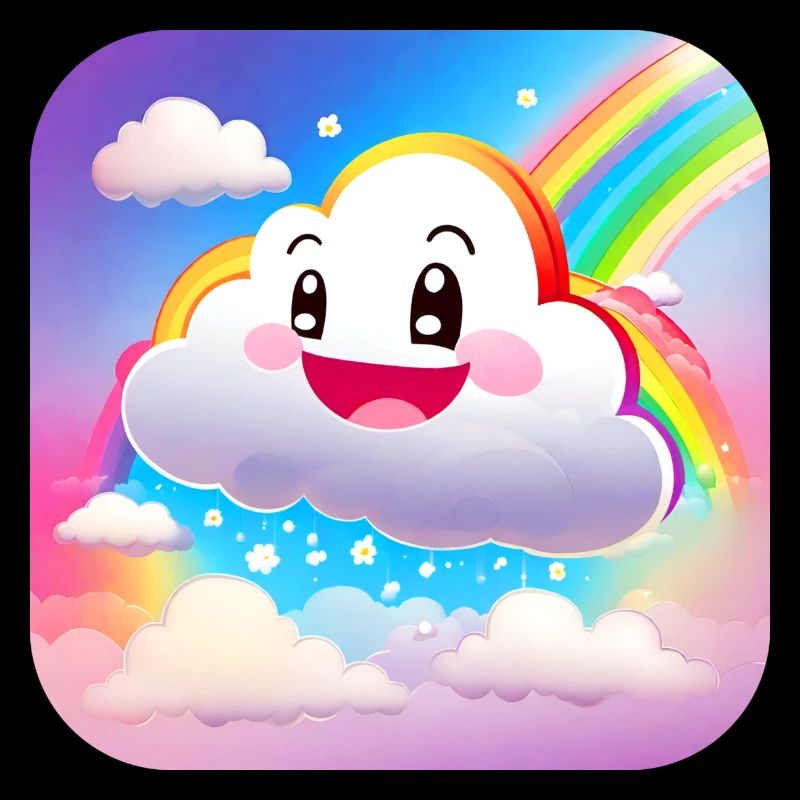 Cute and funny cloud with rainbow