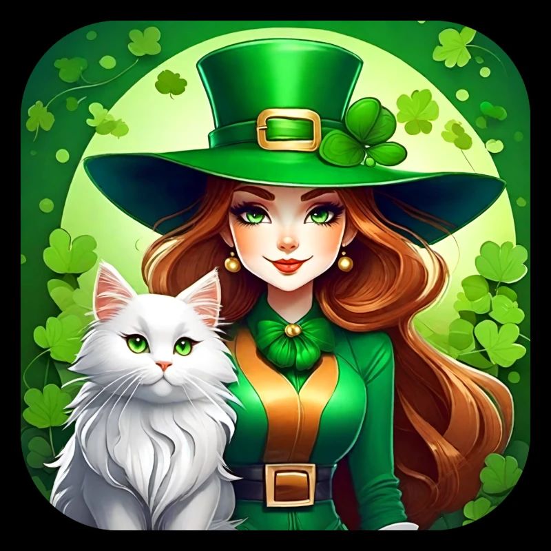 Saint Patrick's Day leprechaun with cat