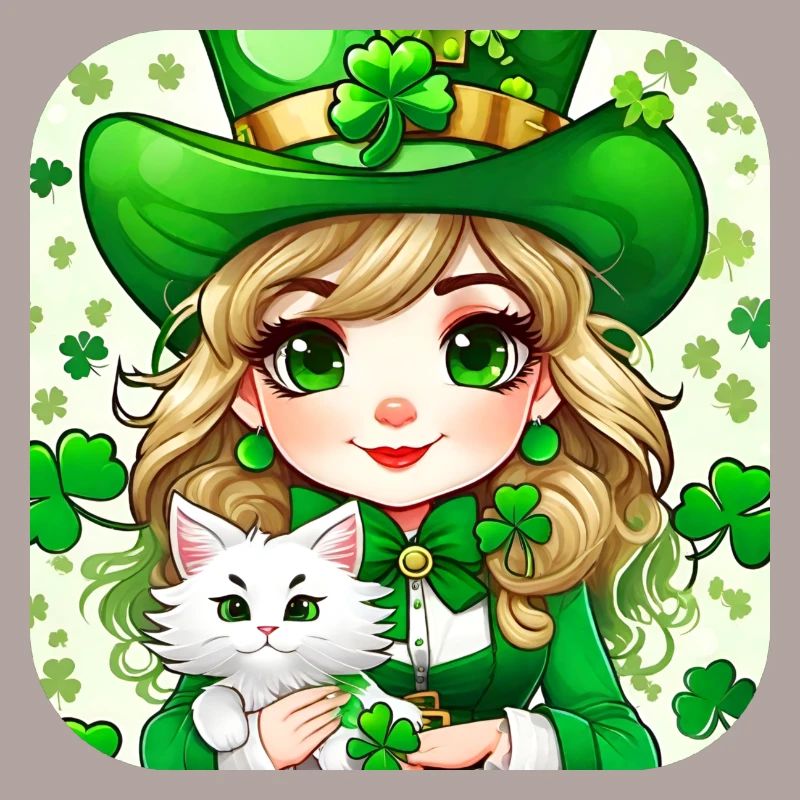 Saint Patrick's Day leprechaun with cat