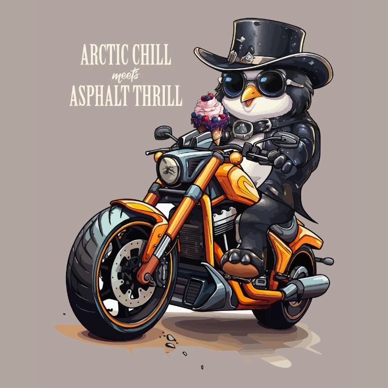 Pinguin Motorrad Eiswaffel