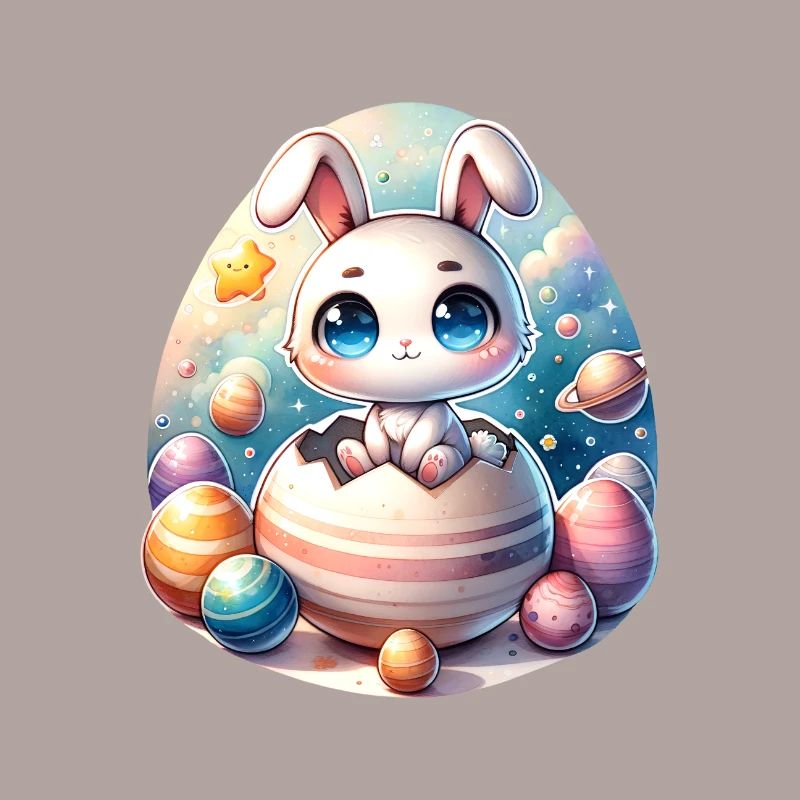 Space Bunny on Cracked Easter Egg Planet