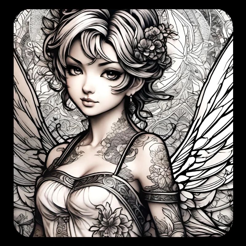 Cute angel with tattoos