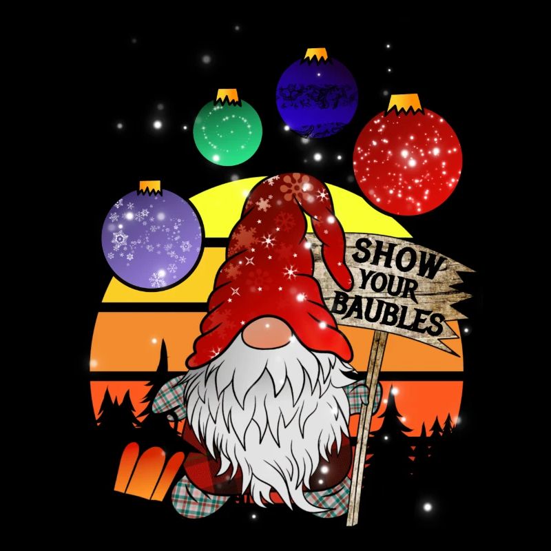 Weihnachts Wichtel mit Christbaum Kugeln