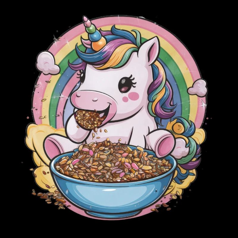 Positives Einhorn mit Müsli Schale