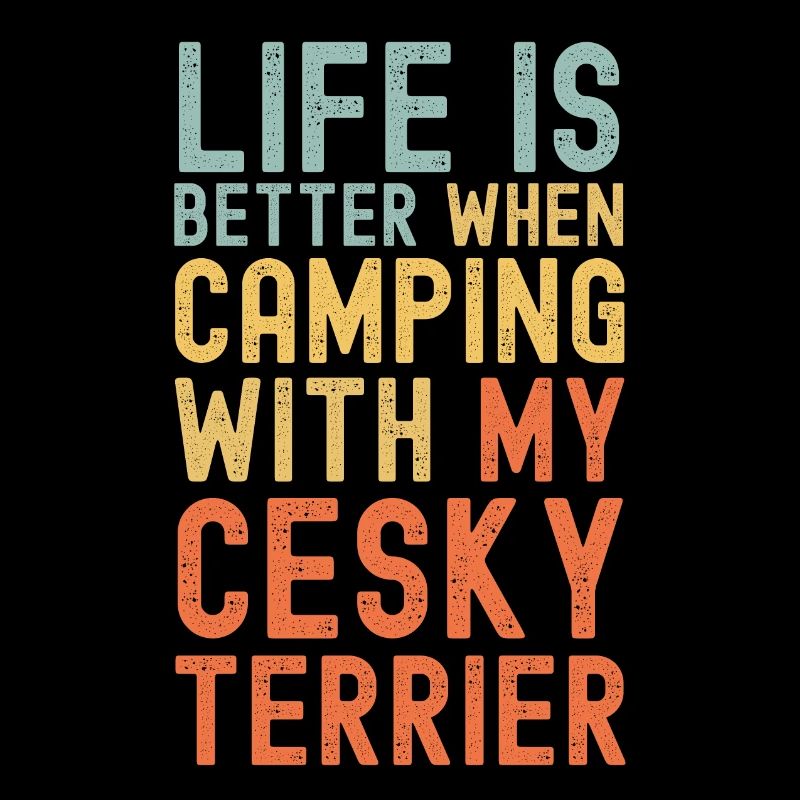 Cesky Terrier Camping rétro vintage