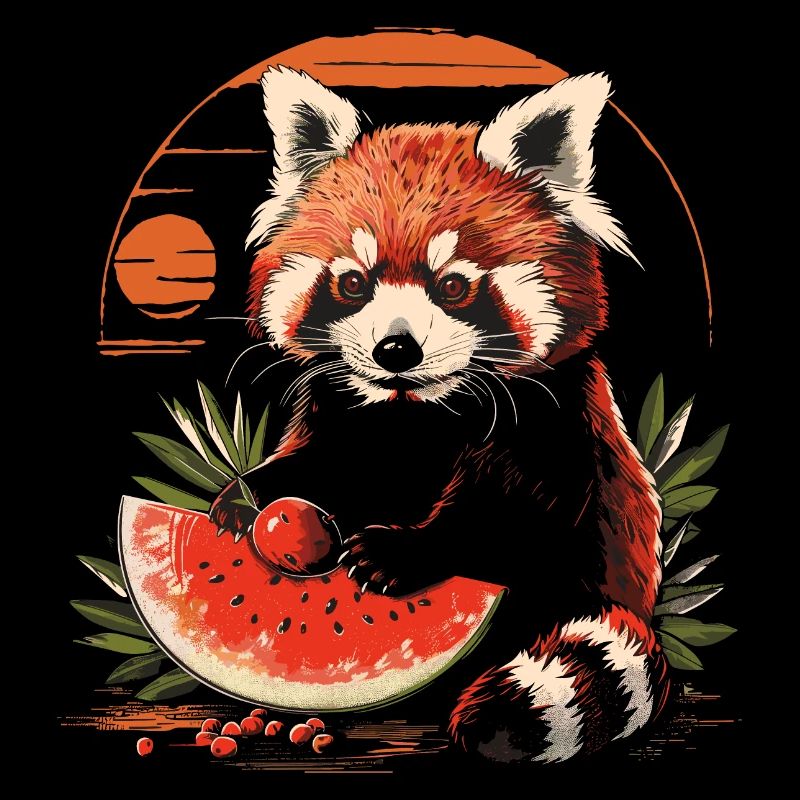 Red Panda Cat Bear Red Panda Watermelon Cool