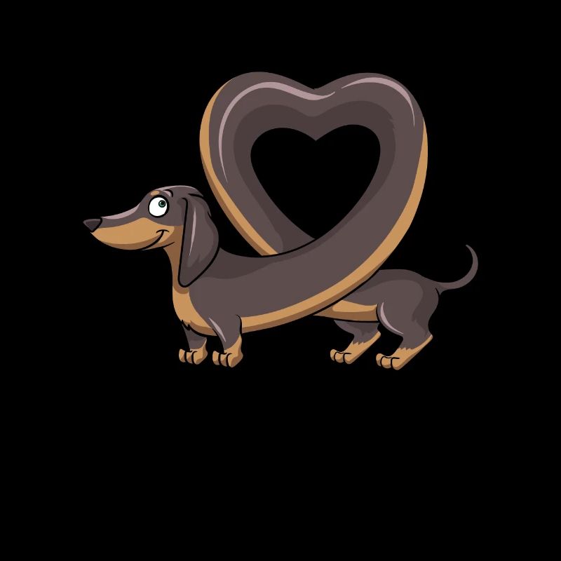 Cute dachshund making a heart shape. design