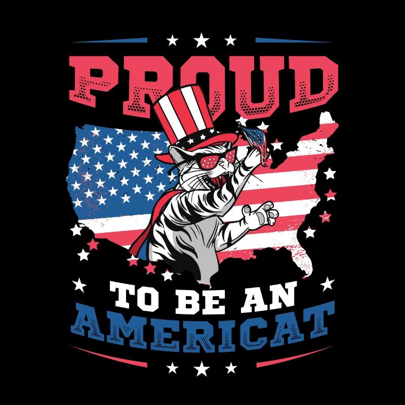 Drapeau américain, chat, thème du 4 juillet.