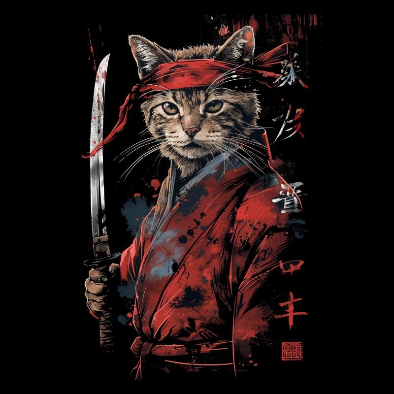 Chat samouraï drôle cadeau