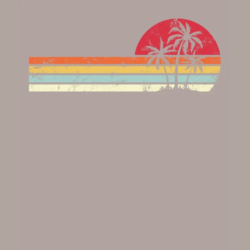 Palm Tree Retro Style Tropical Beach Pacific Ocean