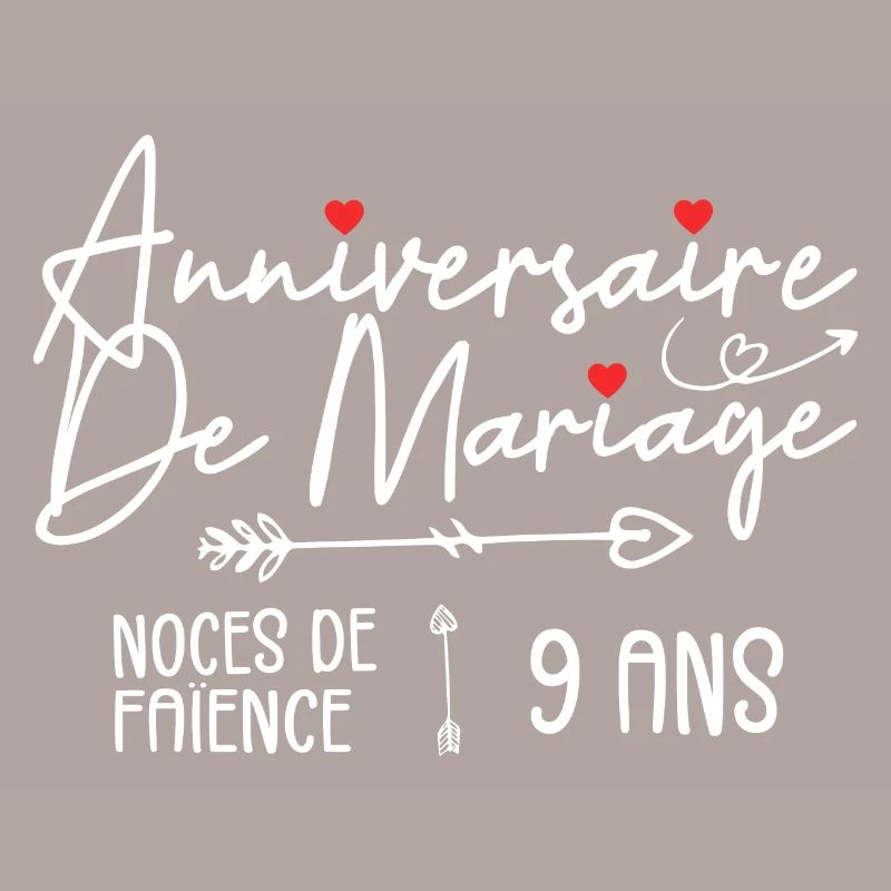 Anniversaire de mariage 9 ans - Noces de Faïence
