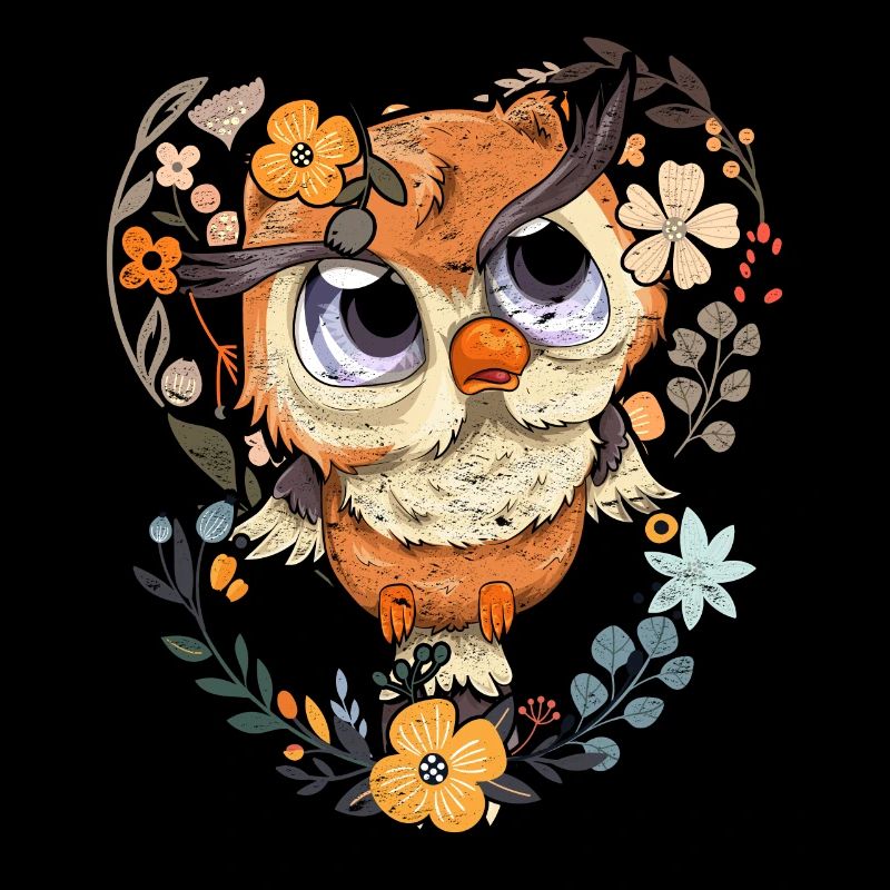 Hübsche Blumen Weiser Vogel Geschenk Süßes Eule