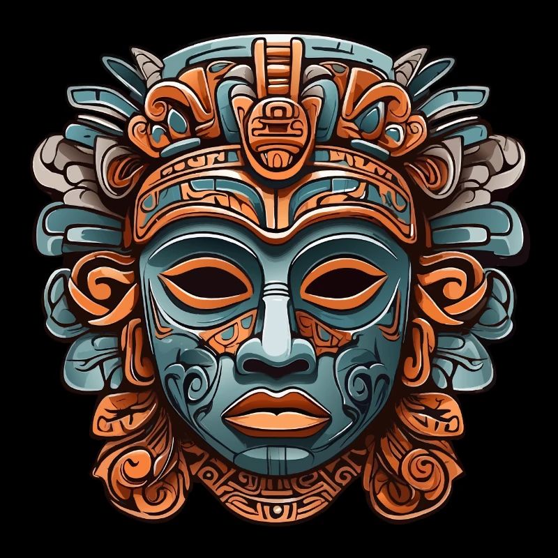 Sculpté orné aztèque, maya, masque inca